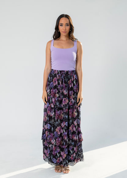 Floral Flowy Chiffon Skirt