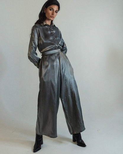 Bling Glossy Silver Jumpsuit