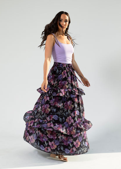 Floral Flowy Chiffon Skirt