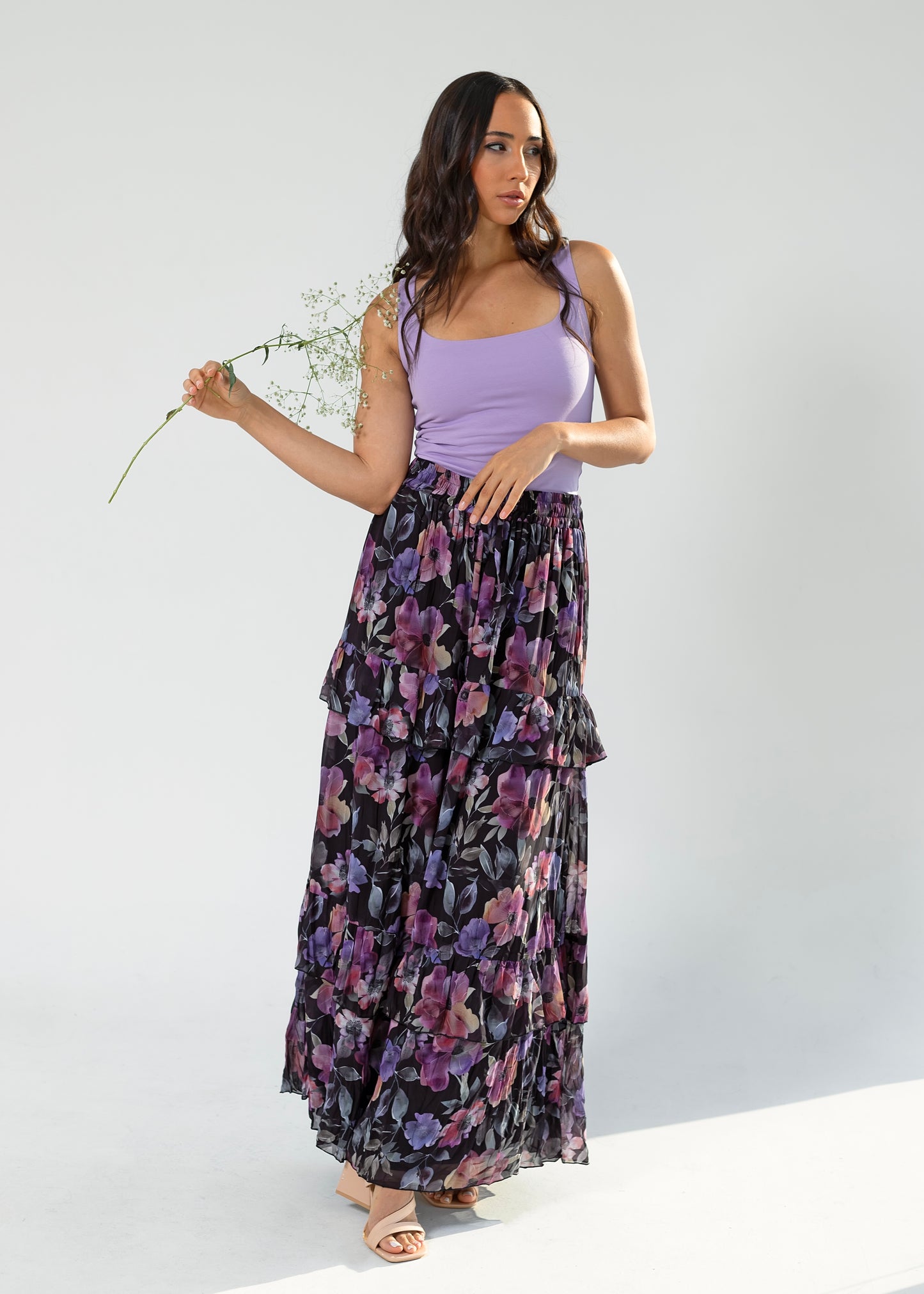 Floral Flowy Chiffon Skirt