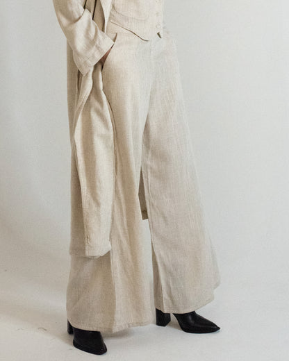 Natural Linen Beige Pants