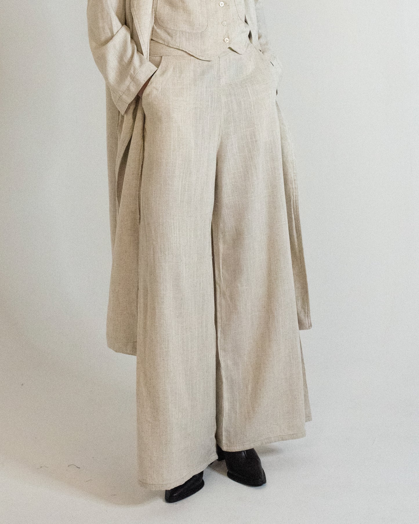 Natural Linen Beige Pants