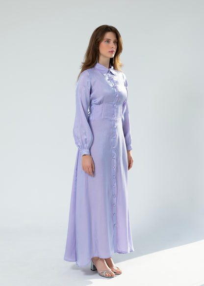 Shimmery Corset shirt dress in lilac