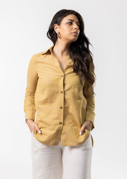 Pure Linen Mustard Chimease