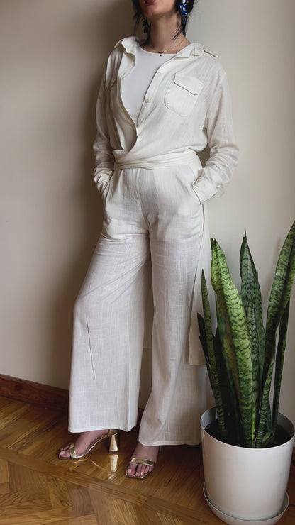 Pure Linen White Pants