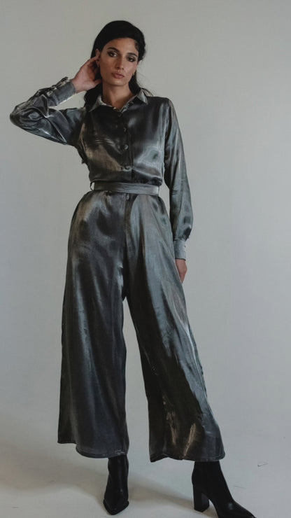 Bling Glossy Silver Jumpsuit