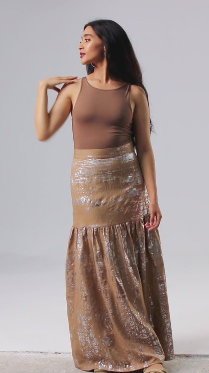 Metallic Charm Linen Skirt