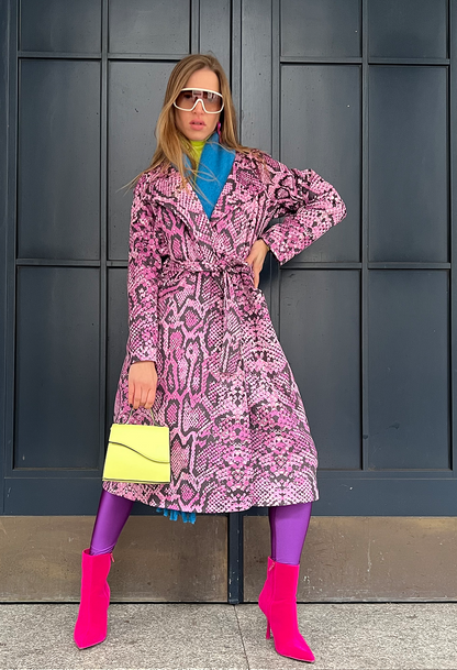 Color Fusion Trench Coat In Purple