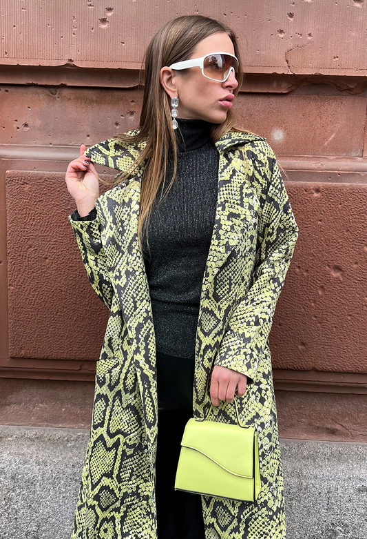 Color Fusion Trench Coat In Green